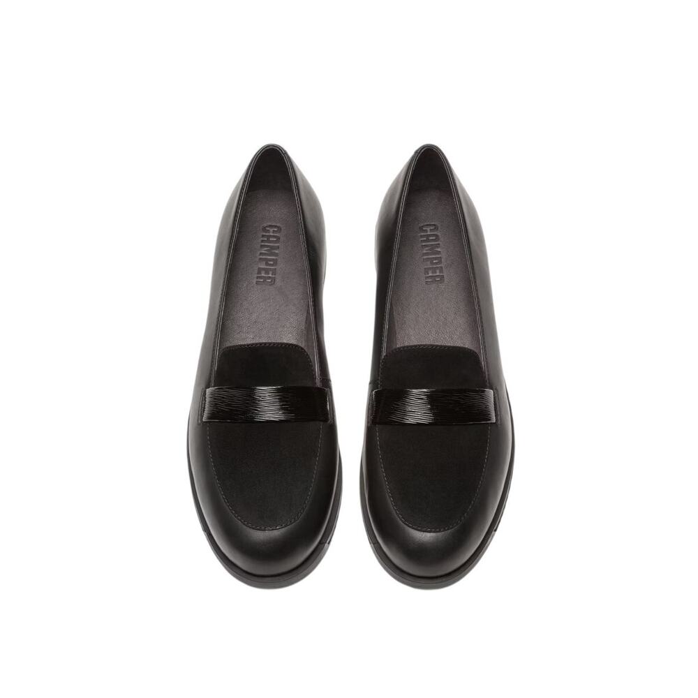 Camper Bowie Black Leather Nubuck Loafers CBK Minimalist Capsule Wardrobe Chic